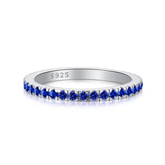 Eternity Ring Wedding Band with Blue Zircons 2 mm