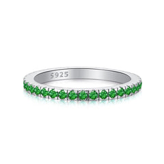 Eternity Ring Wedding Band with Emerald Green Zircons 2 mm