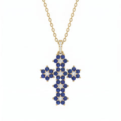 "Magic Emerald" Blue Cross Necklace