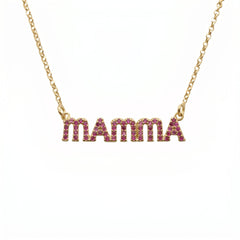 Mom Necklace Fuchsia Zirconia