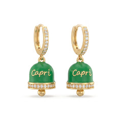 Green “Capri” Bell-Shaped Zircon Hoop Earrings