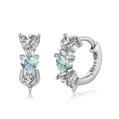 Earrings Circle Three Hearts Aquamarine