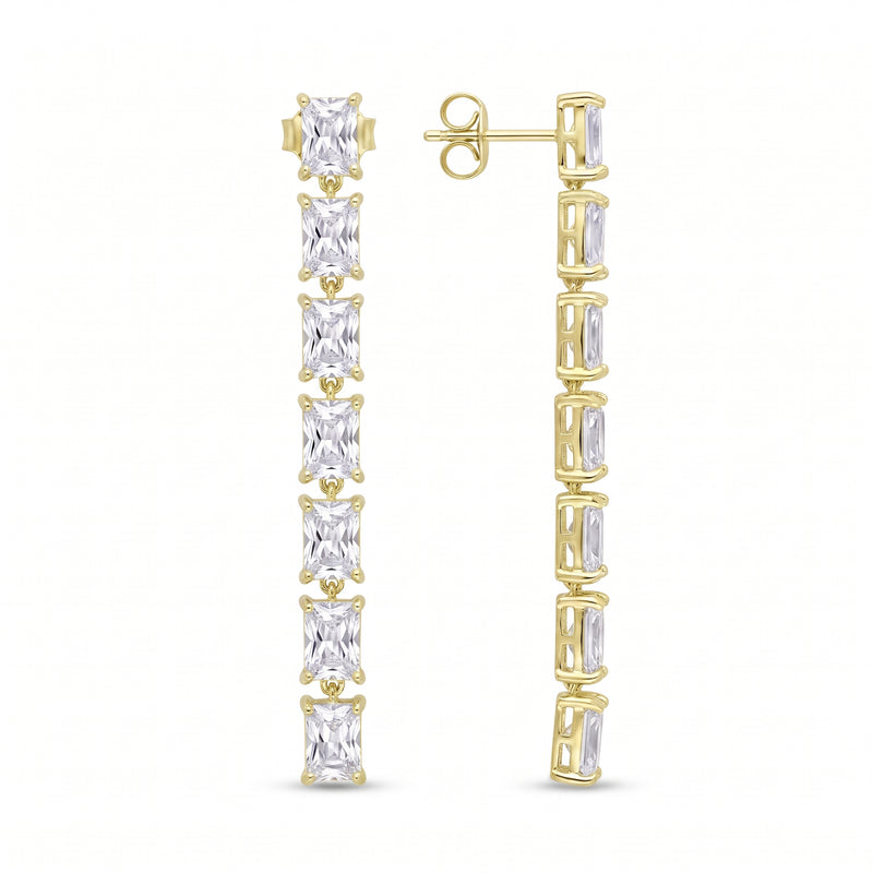 Baguette-Cut Zirconia Tennis Drop Earrings