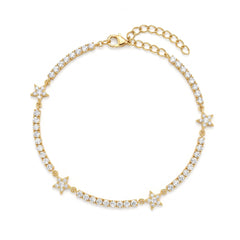 Tennis Ankle Bracelet with Pavé Stars