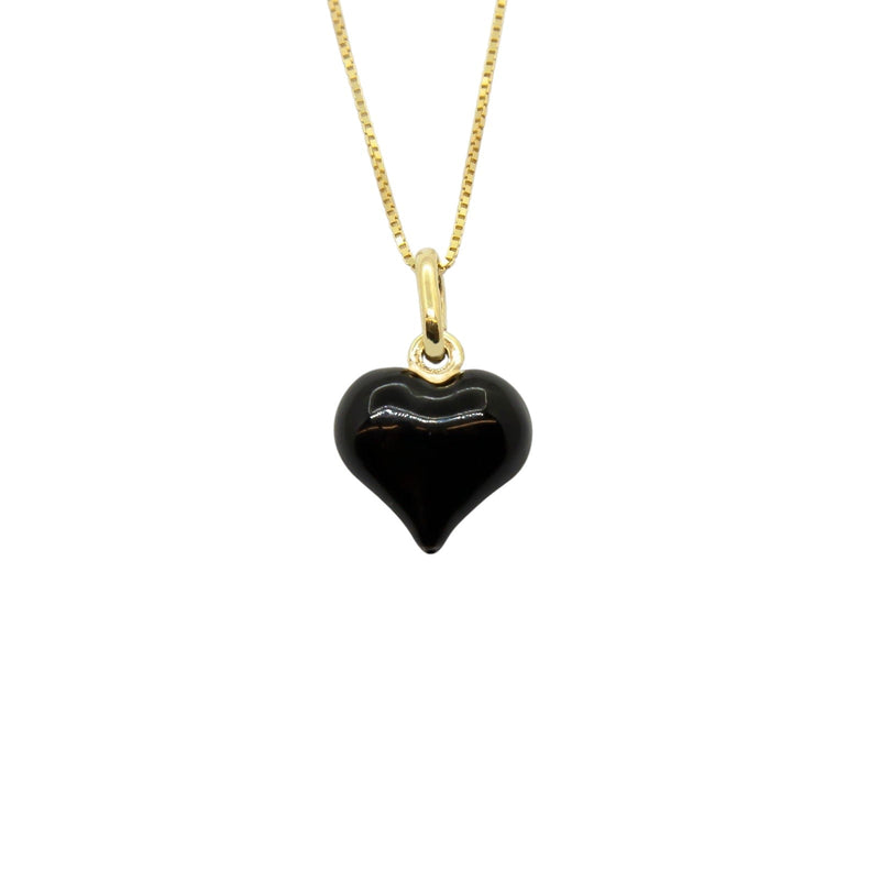 Collana Cuore Bombato Smaltato Nero - My Mo Gioielli