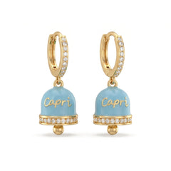 Blue “Capri” Bell-Shaped Zircon Hoop Earrings